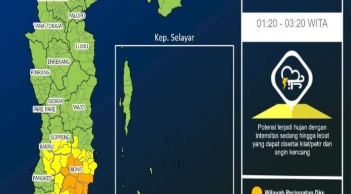 Cuaca Sulawesi Selatan Hari Ini: Hujan Ringan Berpotensi&nbsp;Mengguyur